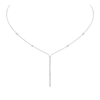 Collier Messika Gatsby Barrette verticale en or blanc et diamants