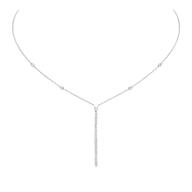 Collier Messika Gatsby Barrette verticale en or blanc et diamants