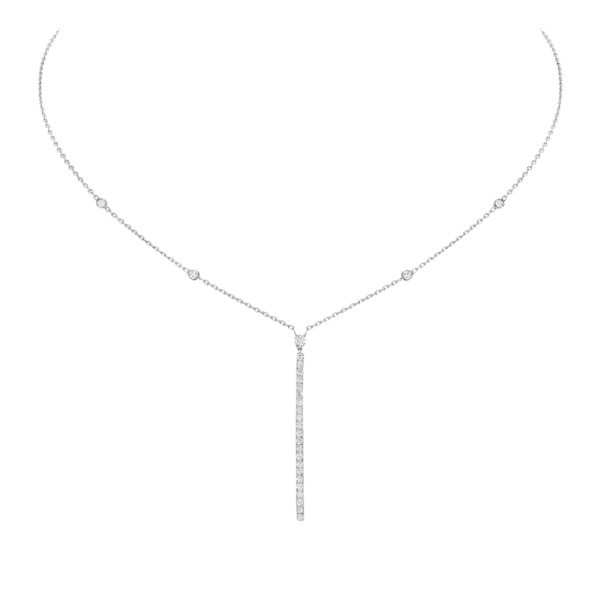 Collier Messika Gatsby Barrette verticale en or blanc et diamants