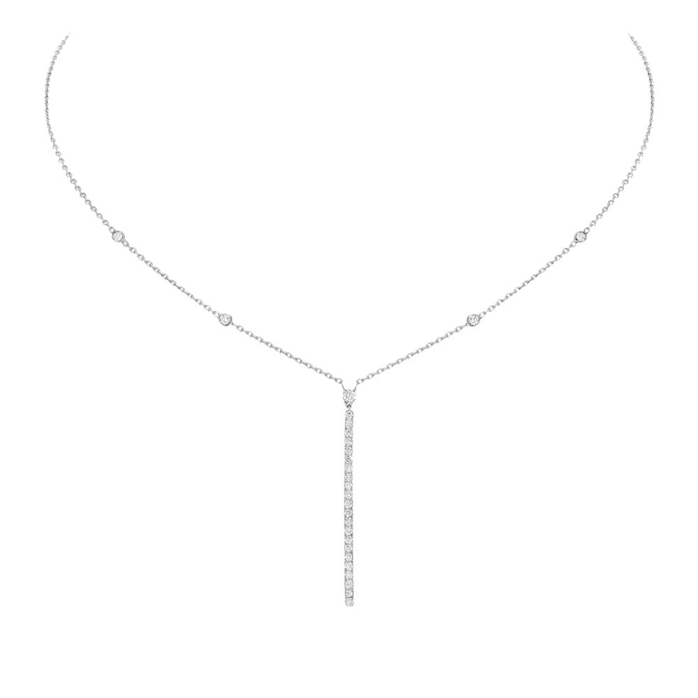 Collier Messika Gatsby Barrette verticale en or blanc et diamants