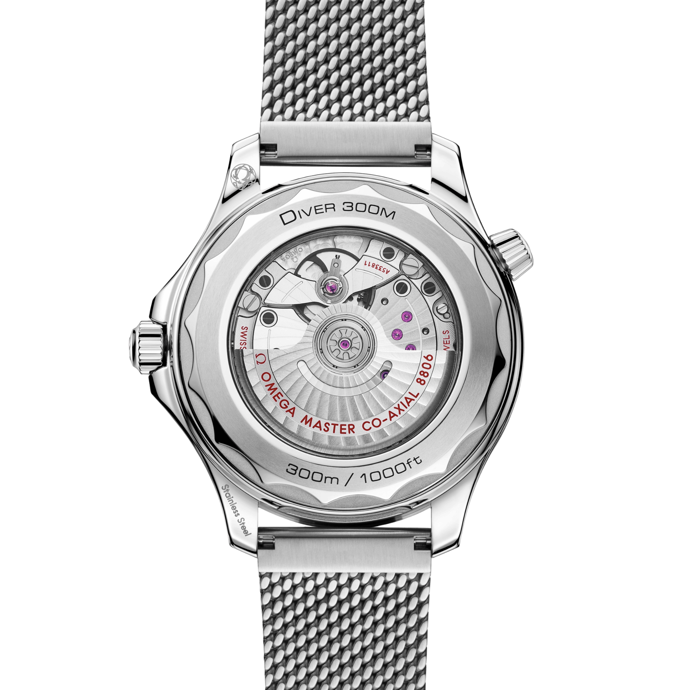 Montre Omega Seamaster Diver 300m Co-Axial Master Chronometer cadran noir bracelet acier milanais 42 mm