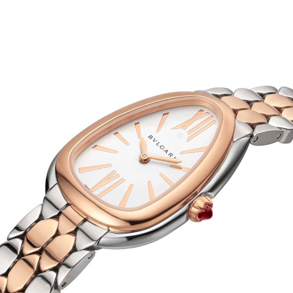 Bulgari Serpenti Seduttori quartz watch white opaline dial steel and rose gold bracelet 33 mm 103277
