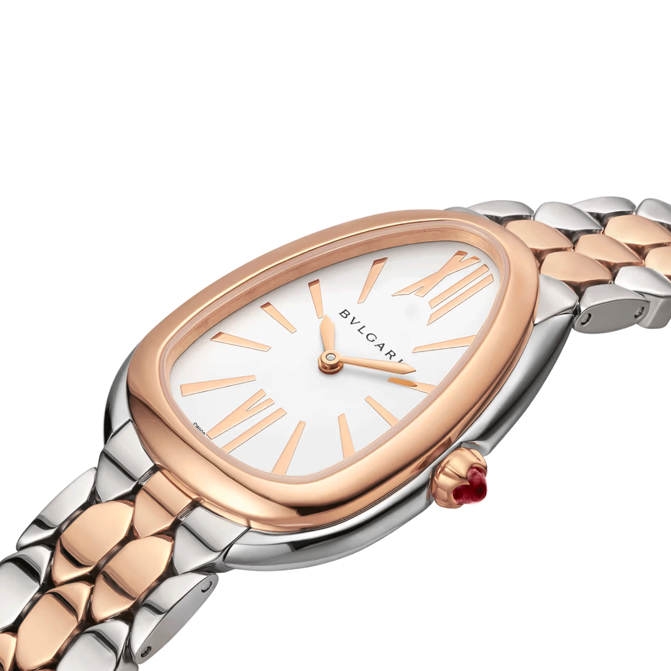 Bulgari Serpenti Seduttori quartz watch white opaline dial steel and rose gold bracelet 33 mm 103277