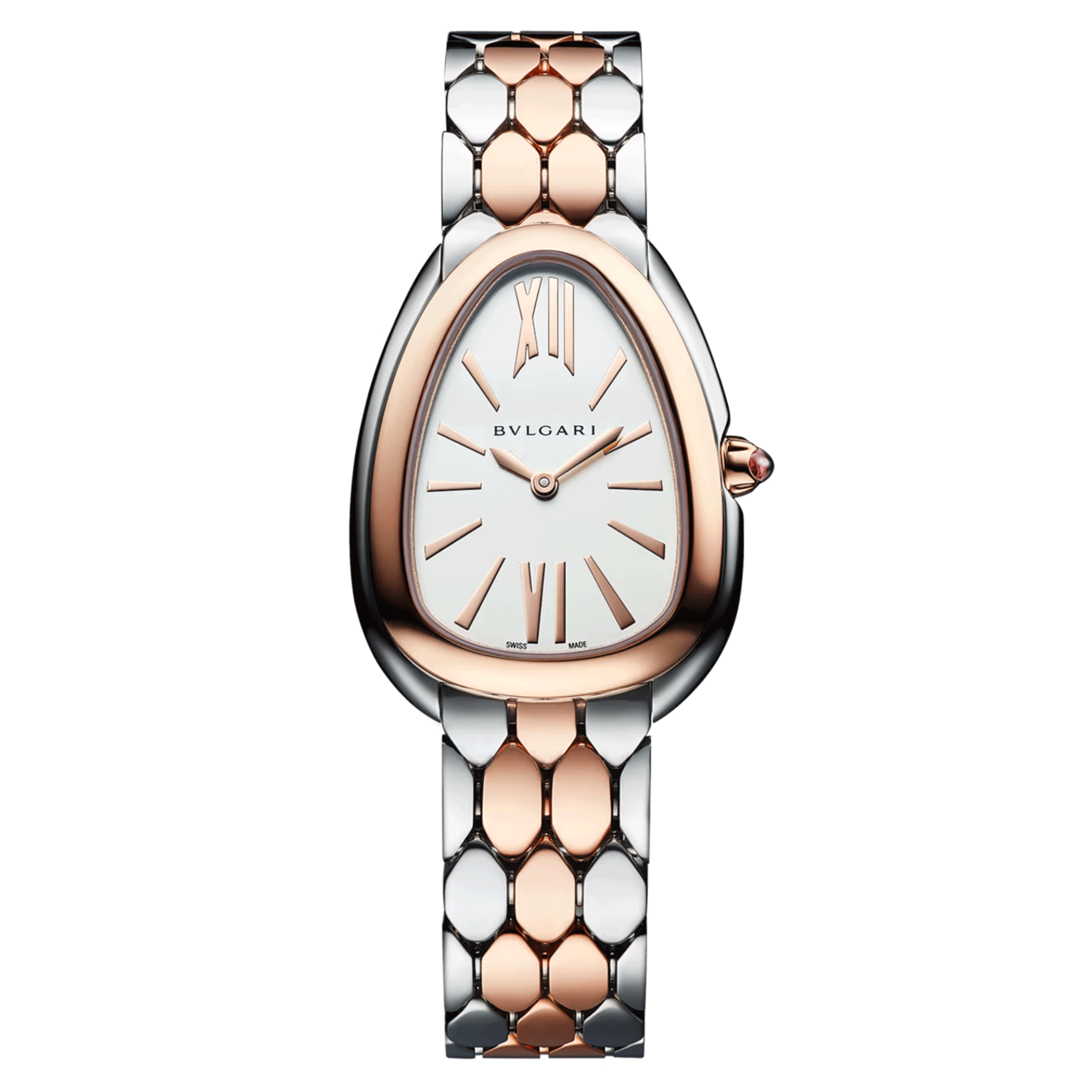 Bulgari Serpenti Seduttori quartz watch white opaline dial steel and rose gold bracelet 33 mm 103277