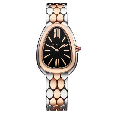 Montre Bulgari Serpenti Seduttori quartz cadran noir bracelet acier et or rose 33 mm 103799