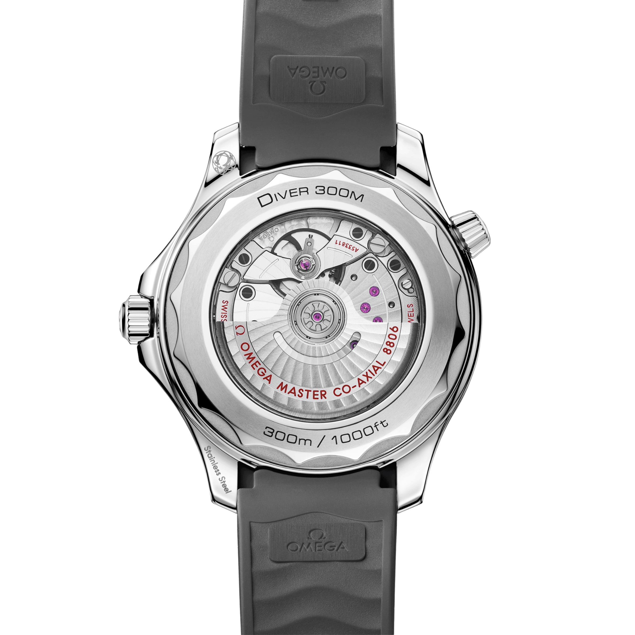 Montre Omega Seamaster Diver 300m Co-Axial Master Chronometer cadran acier bracelet caoutchouc 42 mm