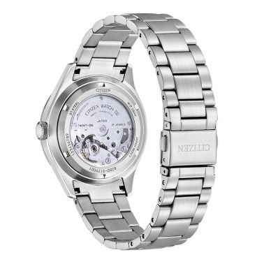 Citizen Crystal 7 Mechanical Day Date automatic white dial steel bracelet 40 mm
