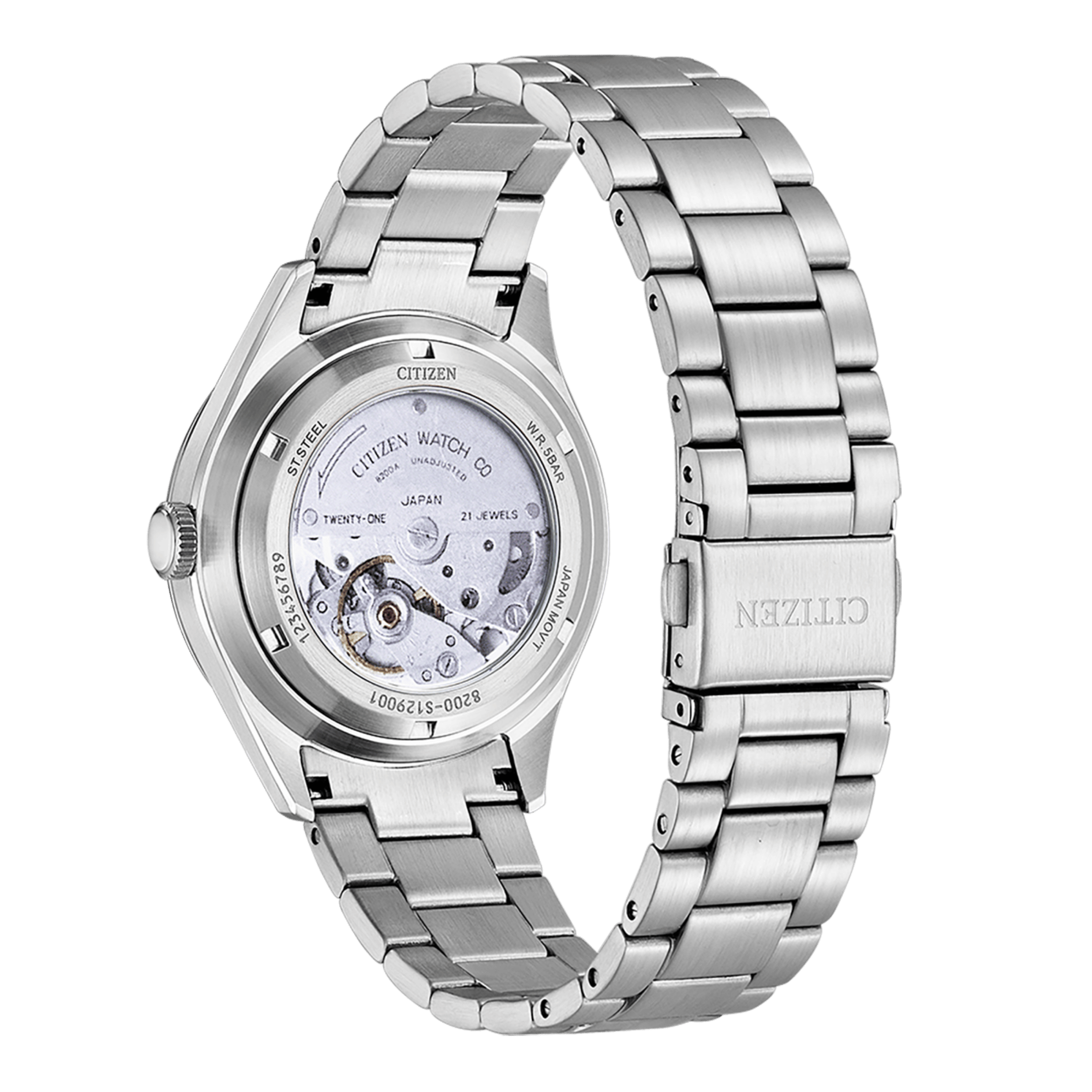 Citizen Crystal 7 Mechanical Day Date automatic white dial steel bracelet 40 mm