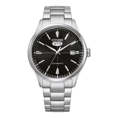 Montre Citizen Crystal 7 Mechanical Day Date automatique cadran noir bracelet acier 40 mm