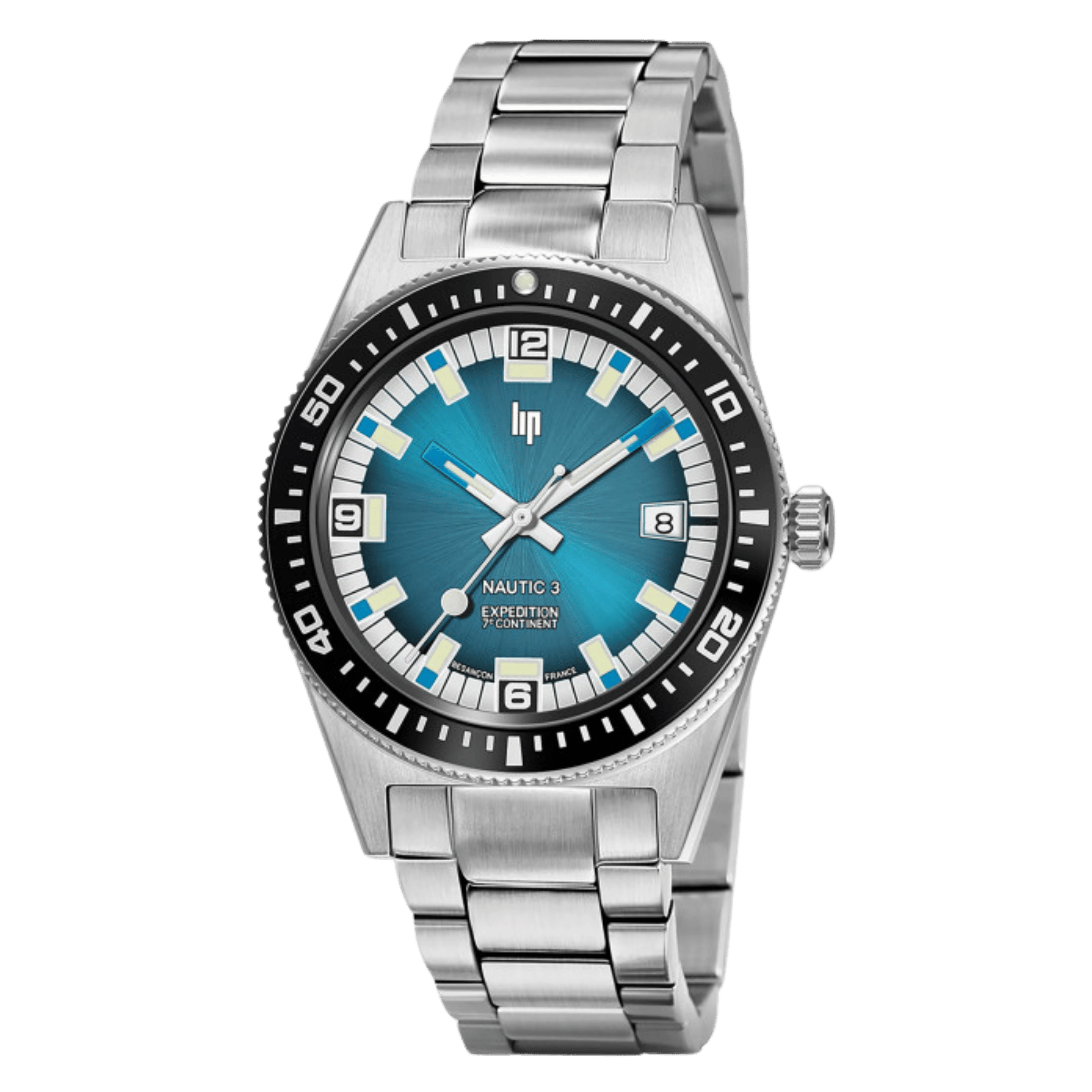 Lip Nautic 3 "7ème Continent" automatic blue dial steel bracelet 39 mm