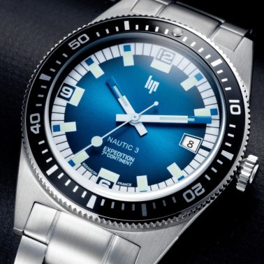 Lip Nautic 3 "7ème Continent" automatic blue dial steel bracelet 39 mm