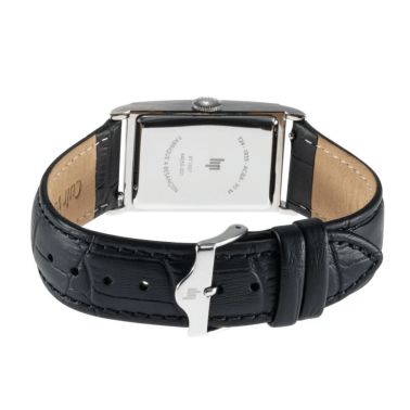 Montre Lip Churchill T24 Petite Seconde quartz cadran argenté bracelet cuir noir 41,5 x 23,5 mm