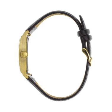 Montre Lip Churchill T24 Petite Seconde PVD Or Jaune quartz cadran argenté bracelet cuir marron 41,5 x 23,5 mm