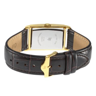 Montre Lip Churchill T24 Petite Seconde PVD Or Jaune quartz cadran argenté bracelet cuir marron 41,5 x 23,5 mm