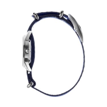 Montre Lip MiniLIP quartz cadran argenté bracelet tissu bleu 29 mm