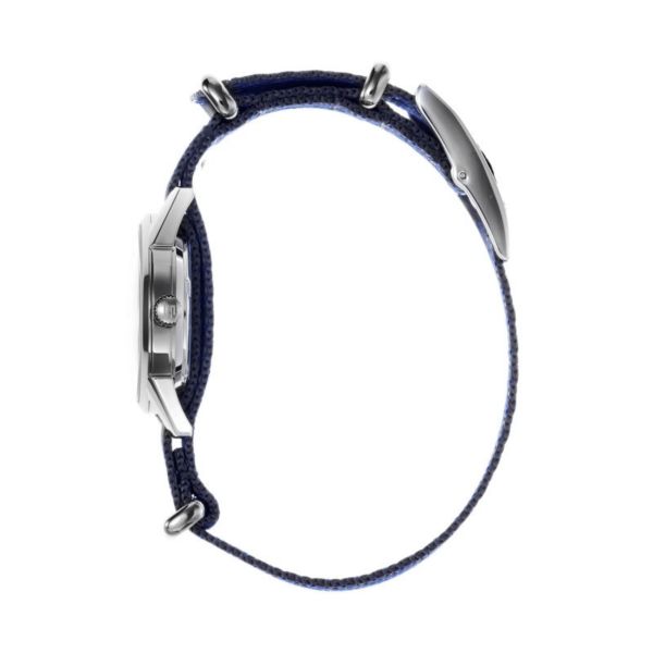 Montre Lip MiniLIP quartz cadran argenté bracelet tissu bleu 29 mm