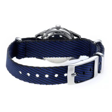Montre Lip MiniLIP quartz cadran argenté bracelet tissu bleu 29 mm
