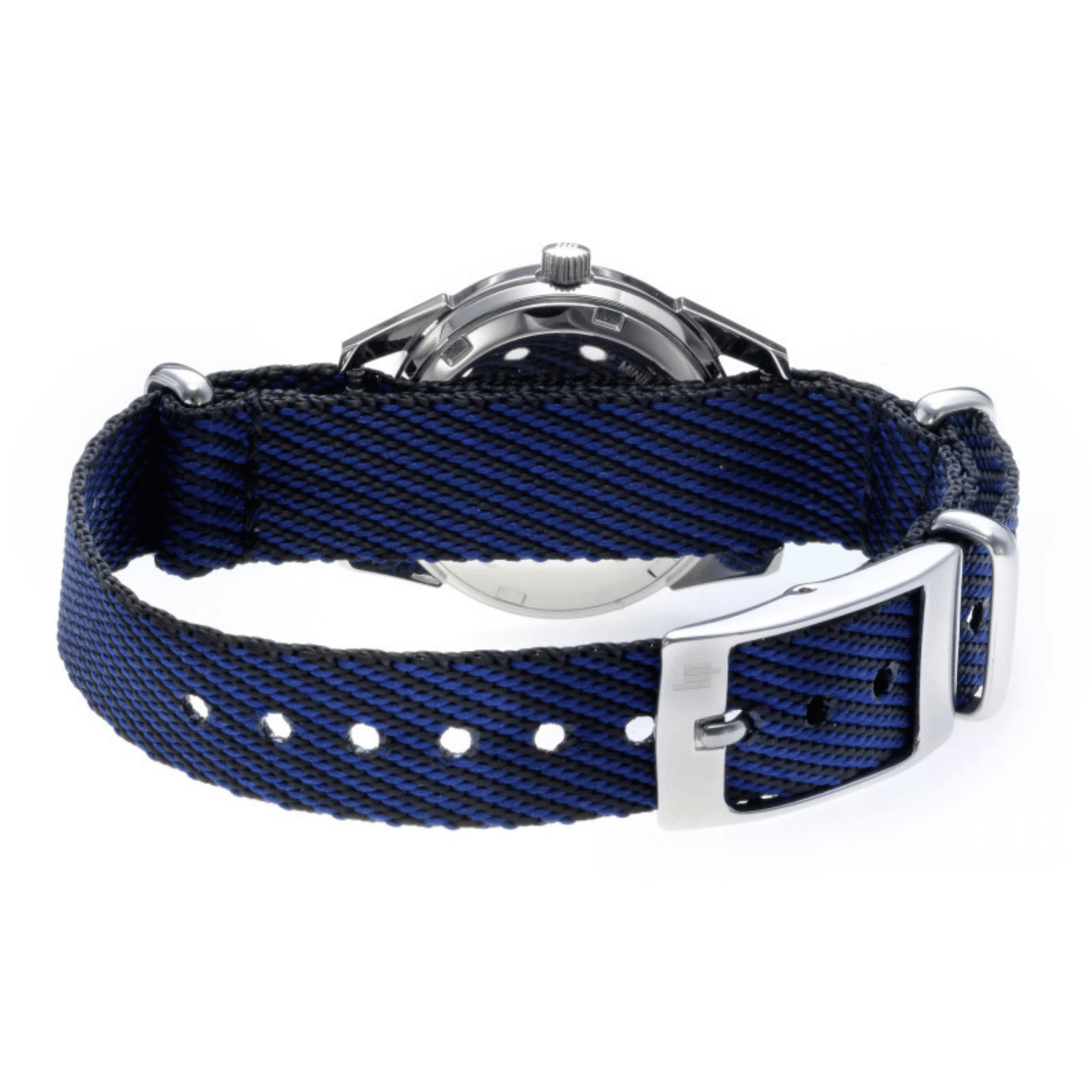 Montre Lip MiniLIP quartz cadran argenté bracelet tissu bleu 29 mm