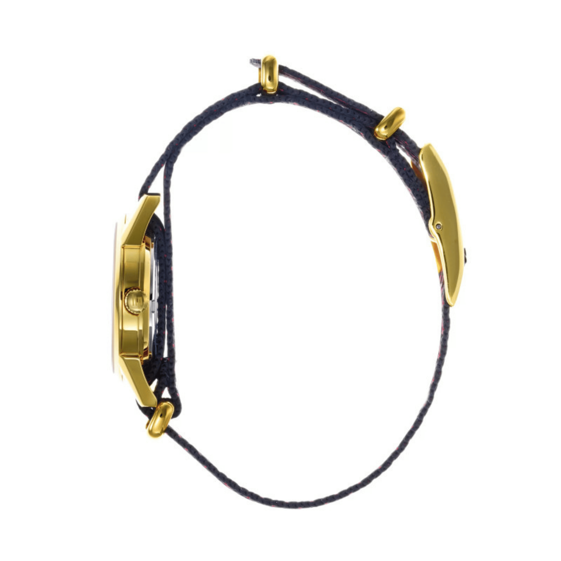 Montre Lip MiniLIP Dorée quartz cadran argenté bracelet tissu rouge 29 mm