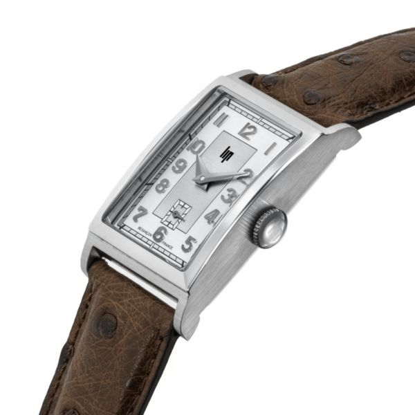 Montre Lip Churchill T18 Original mécanique cadran argenté bracelet cuir marron