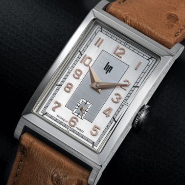 Montre Lip Churchill T18 Original mécanique cadran argenté bracelet cuir camel