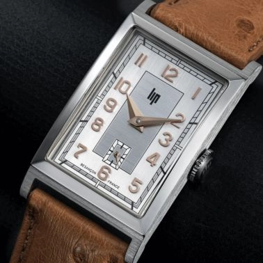 Montre Lip Churchill T18 Original mécanique cadran argenté bracelet cuir camel