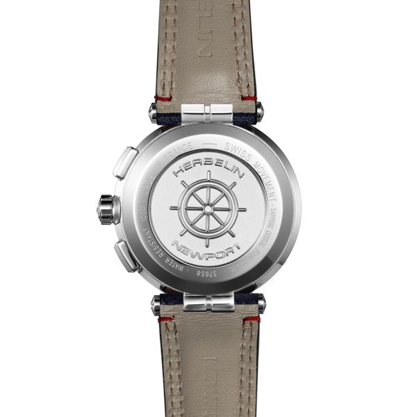 Herbelin Newport Chrono quartz blue dial fabric strap 40,5 mm