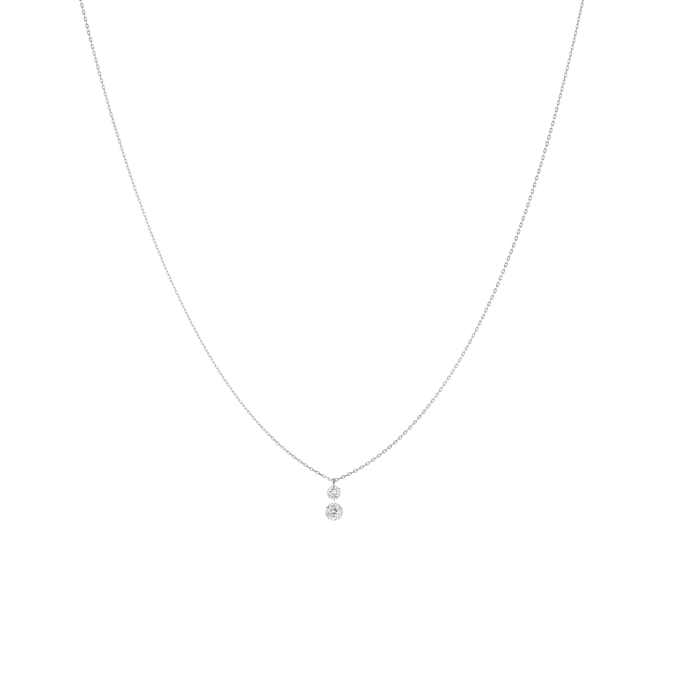Collier La Brune et La Blonde 360° Duo en or blanc 2 diamants taille brillant 0,20 carat