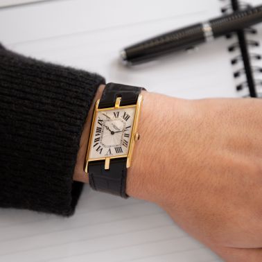 Montre Cartier "CPCP" Tank Asymétrique "Jumbo" Or jaune 2842 mécanique 26,5 x 41 Full Set