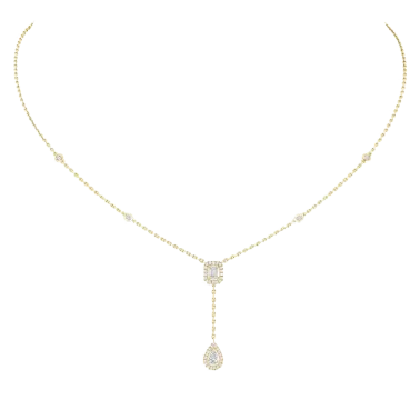 Collier Messika My Twin Cravate en or jaune et diamants 0,10 carat