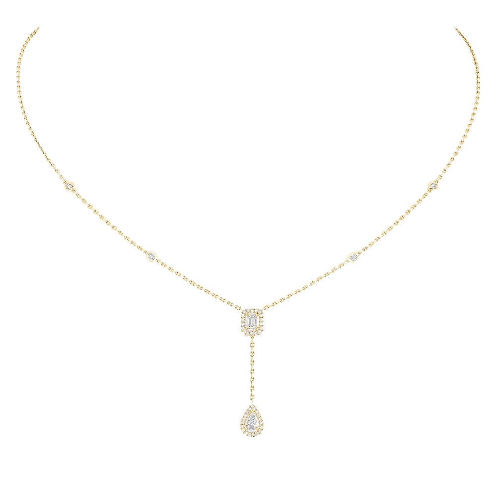 Collier Messika My Twin Cravate en or jaune et diamants 0,10 carat