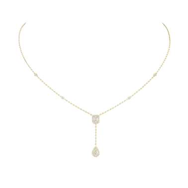 Collier Messika My Twin Cravate en or jaune et diamants 0,10 carat