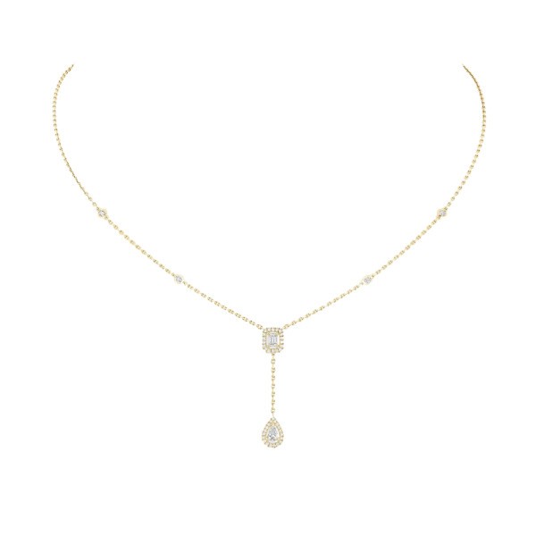 Collier Messika My Twin Cravate en or jaune et diamants 0,10 carat