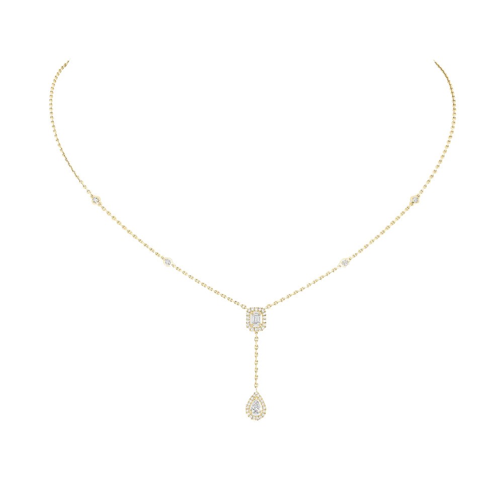 Collier Messika My Twin Cravate en or jaune et diamants 0,10 carat