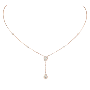 Collier Messika My Twin Cravate en or rose et diamants 0,10 carat