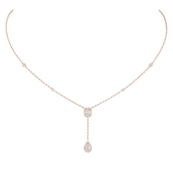 Collier Messika My Twin Cravate en or rose et diamants 0,10 carat