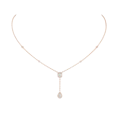 Collier Messika My Twin Cravate en or rose et diamants 0,10 carat