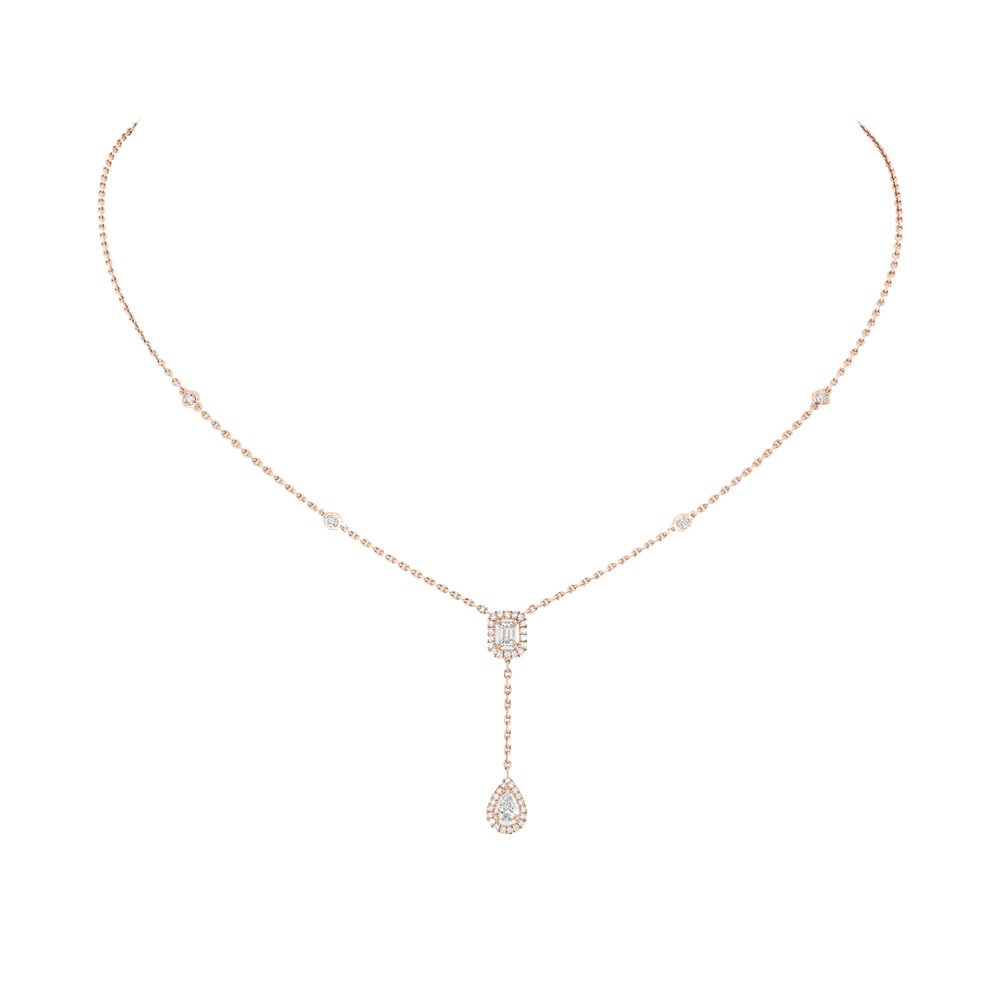 Collier Messika My Twin Cravate en or rose et diamants 0,10 carat