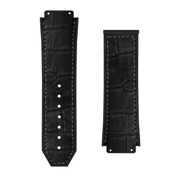 Bracelet Hublot cuir alligator et caoutchouc noir 45 mm LR521.100.80.0000.0000.0000