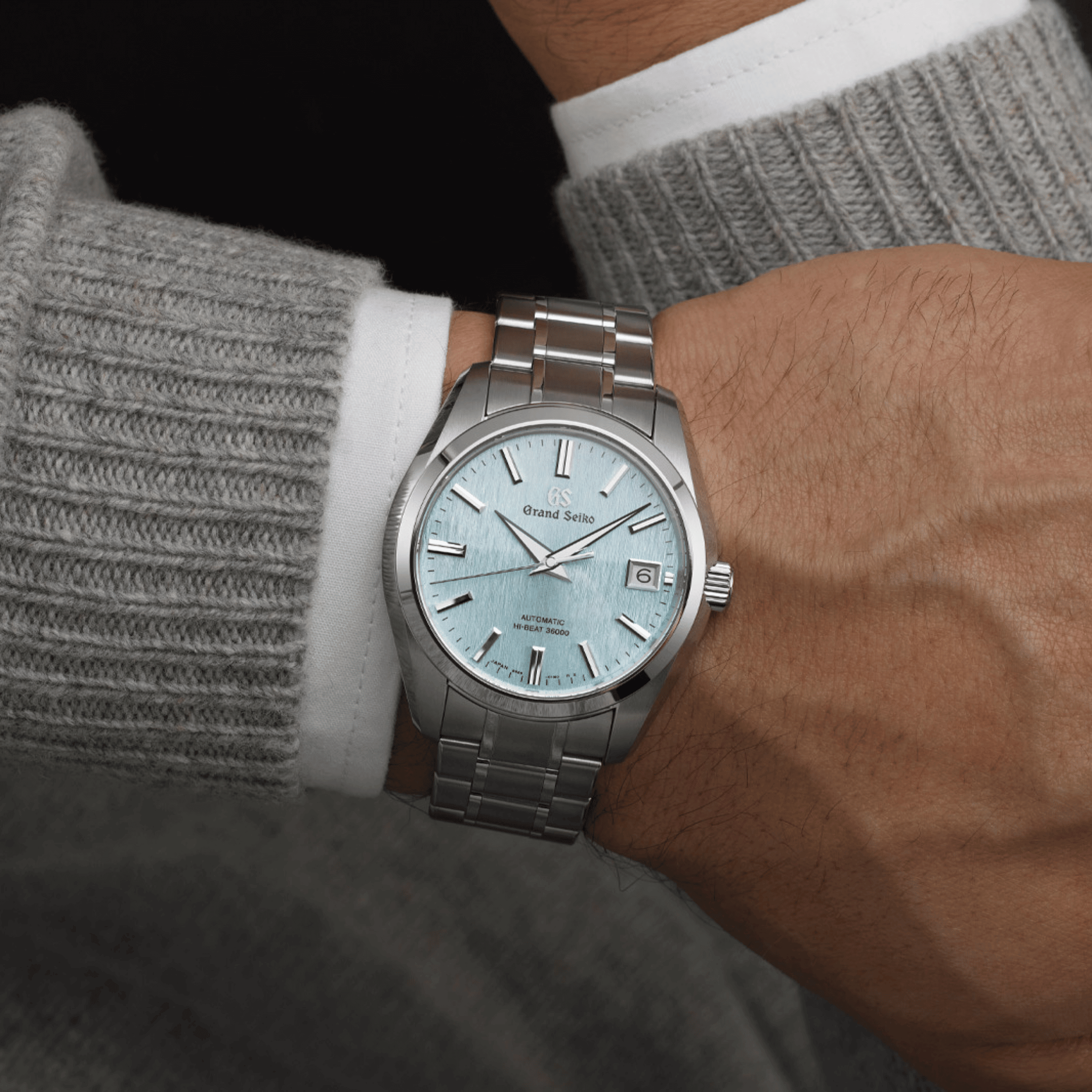 Montre Grand Seiko Heritage "Icefall" automatique Hi-Beat 1998 Revival Titanium cadran bleu bracelet titane 40 mm