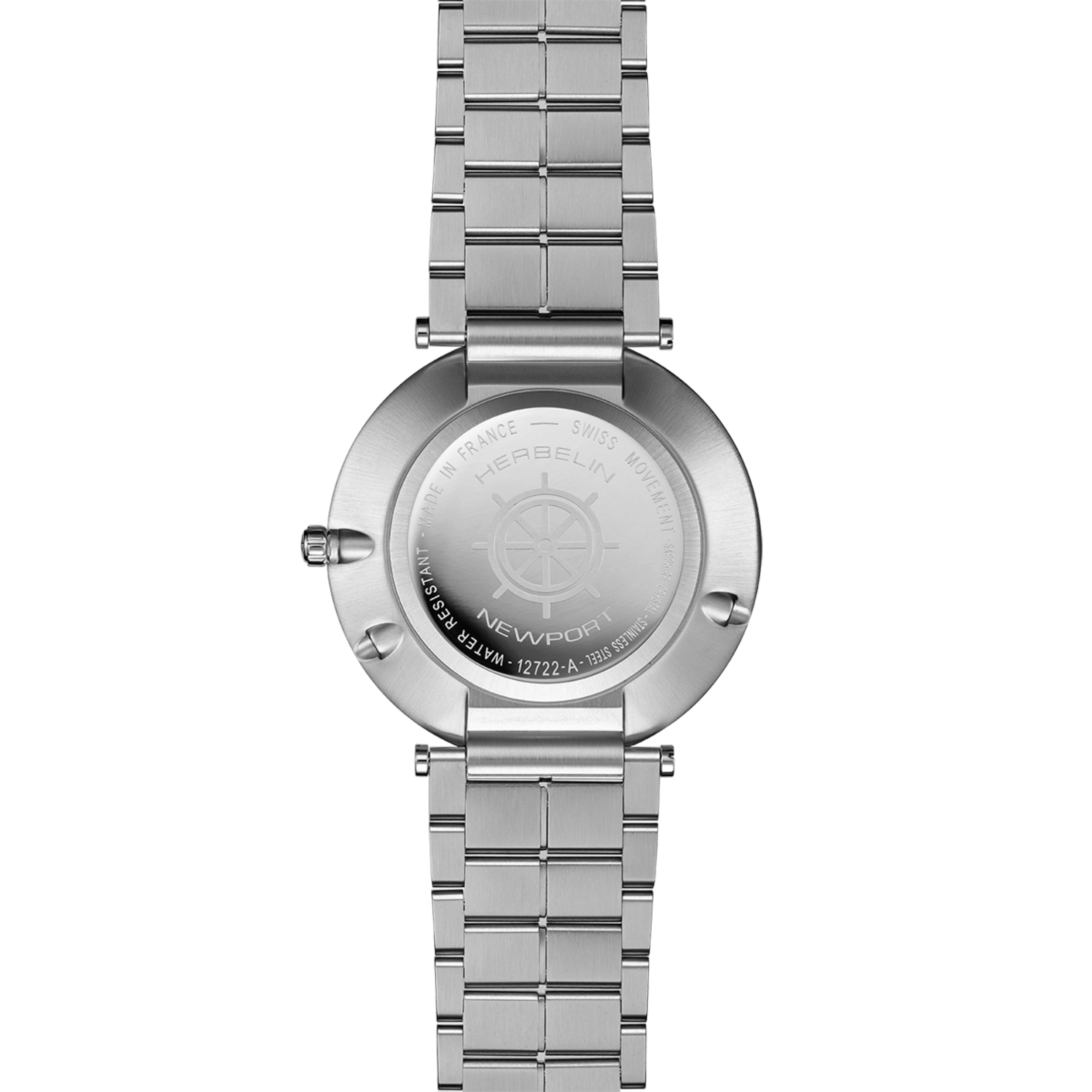 Montre Herbelin Newport Slim quartz Phase de lune cadran bleu bracelet acier 41,5 mm