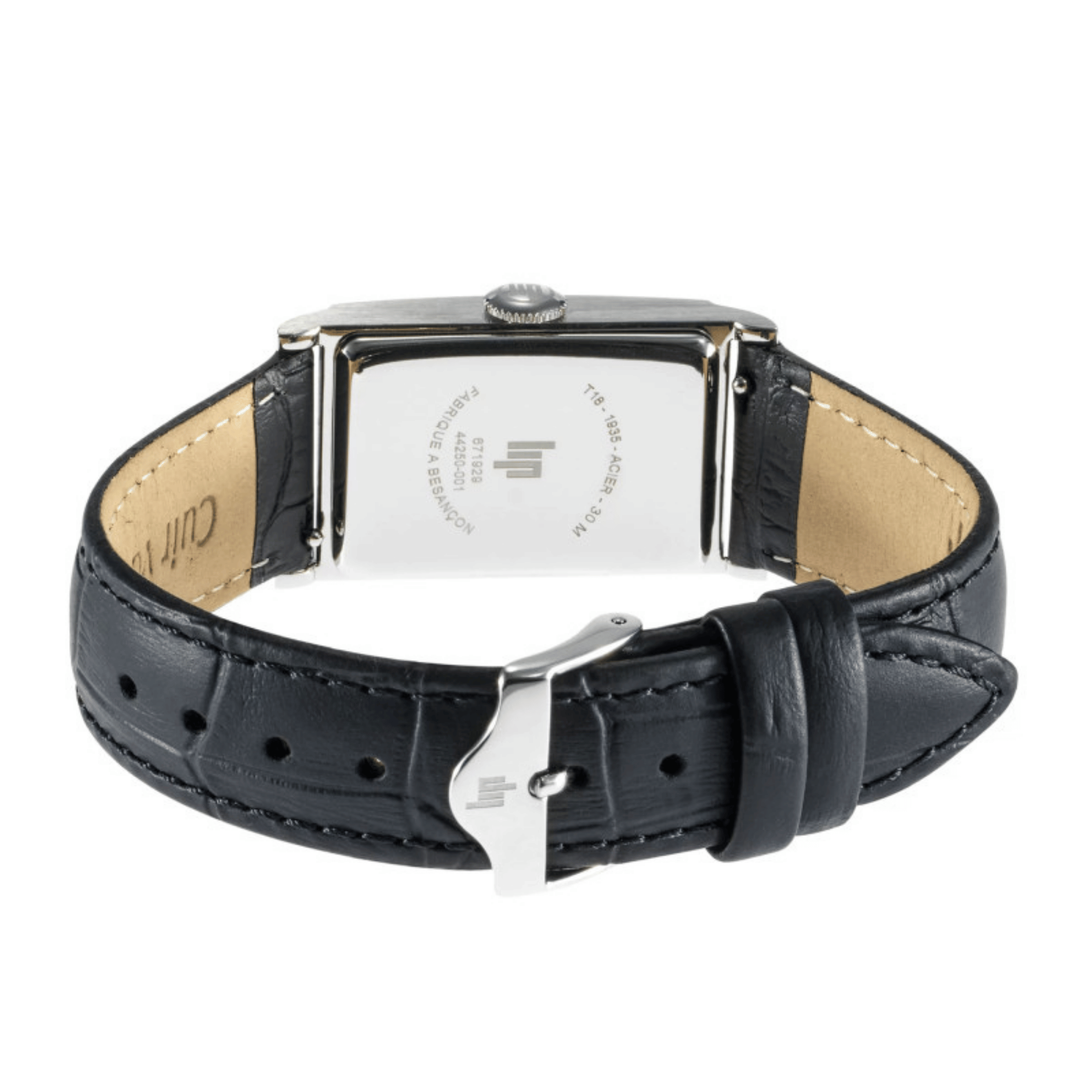 Lip Churchill T18 Small Seconds quartz silver dial black leather strap 38,5 x 21,2 mm
