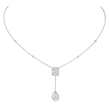Collier Messika My Twin Cravate en or blanc et diamants 0,40 carat