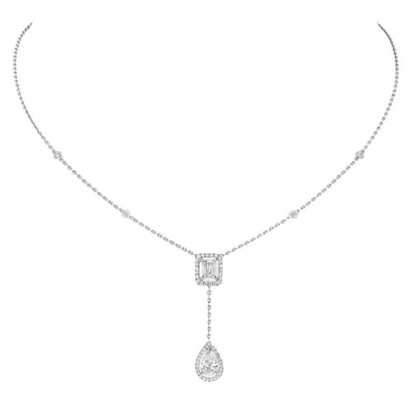 Collier Messika My Twin Cravate en or blanc et diamants 0,40 carat