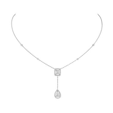 Collier Messika My Twin Cravate en or blanc et diamants 0,40 carat