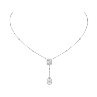 Collier Messika My Twin Cravate en or blanc et diamants 0,40 carat