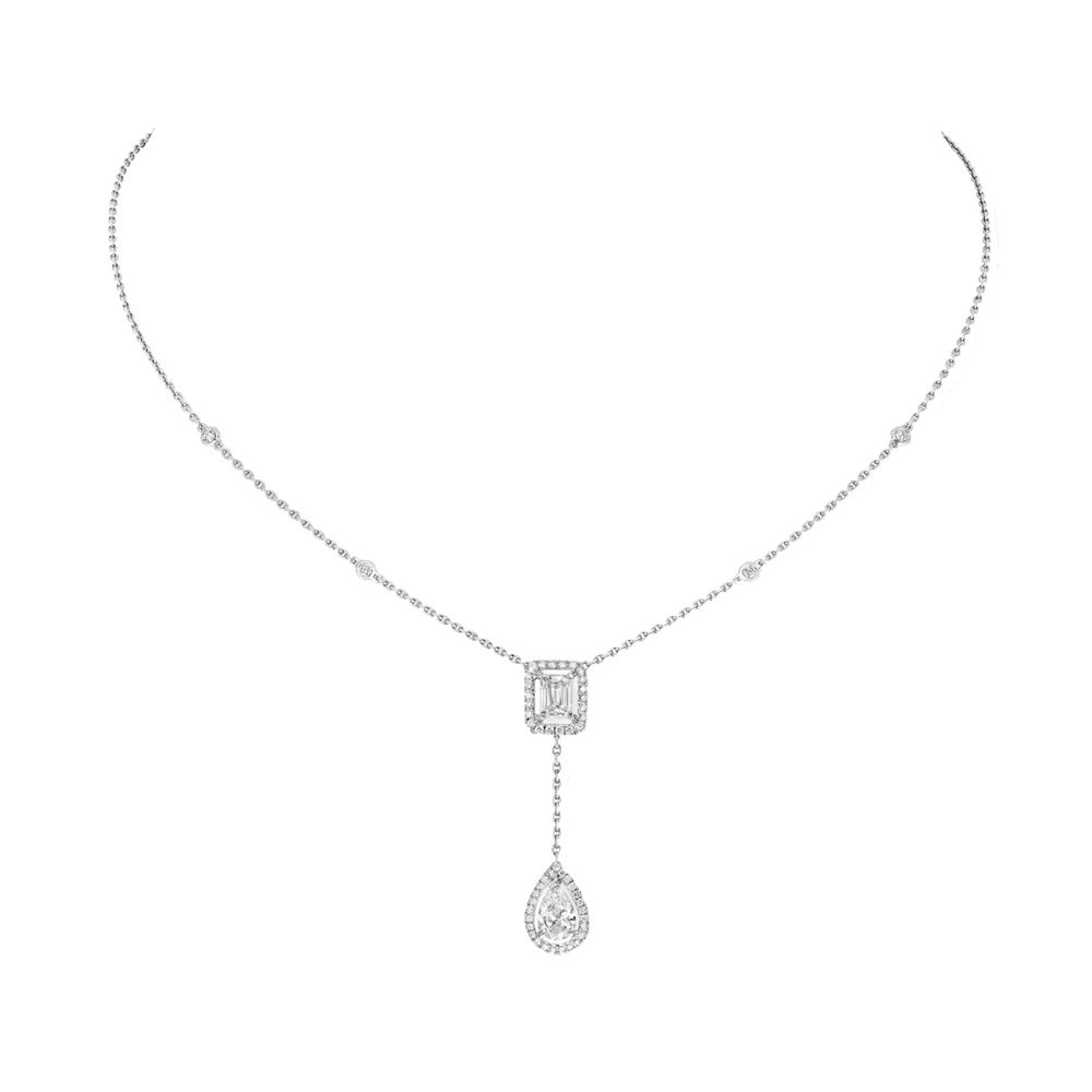 Collier Messika My Twin Cravate en or blanc et diamants 0,40 carat