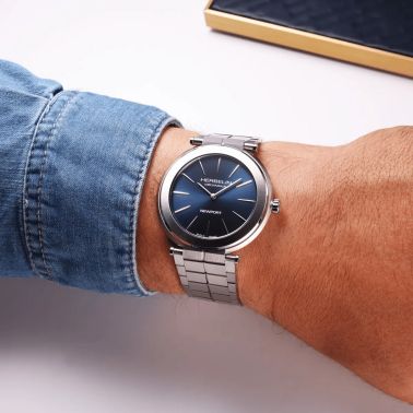 Herbelin Newport Slim Mechanical blue dial steel bracelet 42 mm