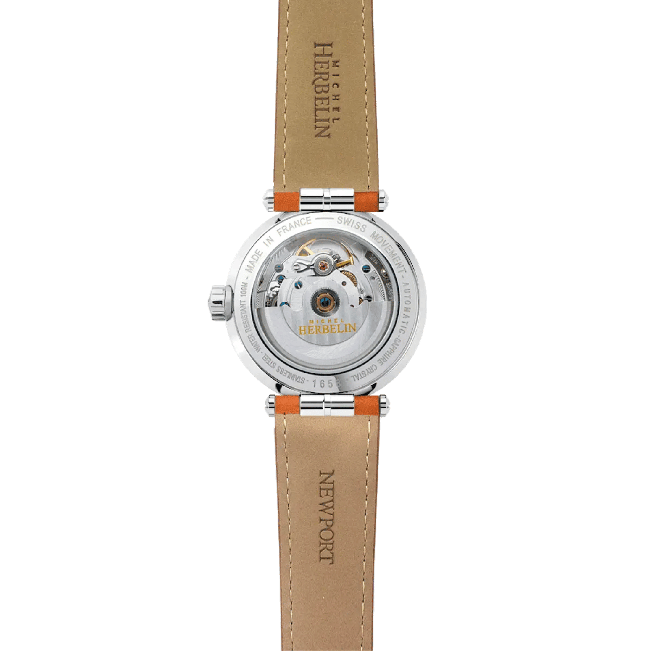 Montre Herbelin Newport automatique cadran nacre bracelet cuir 35 mm