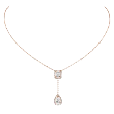 Collier Messika My Twin Cravate en or rose et diamants 0,40 carat